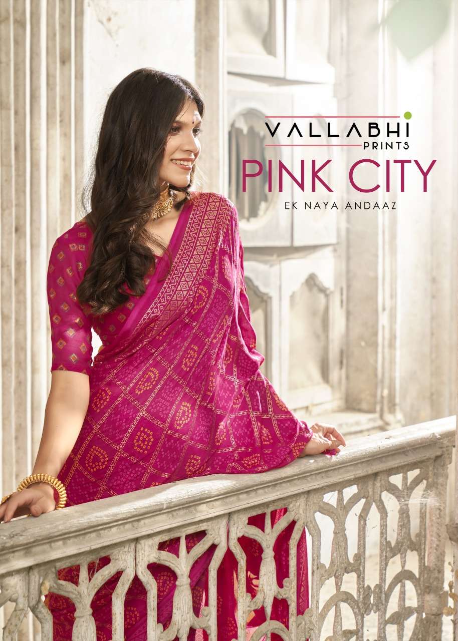 pink city by vallabhi georgette printed fancy sarees