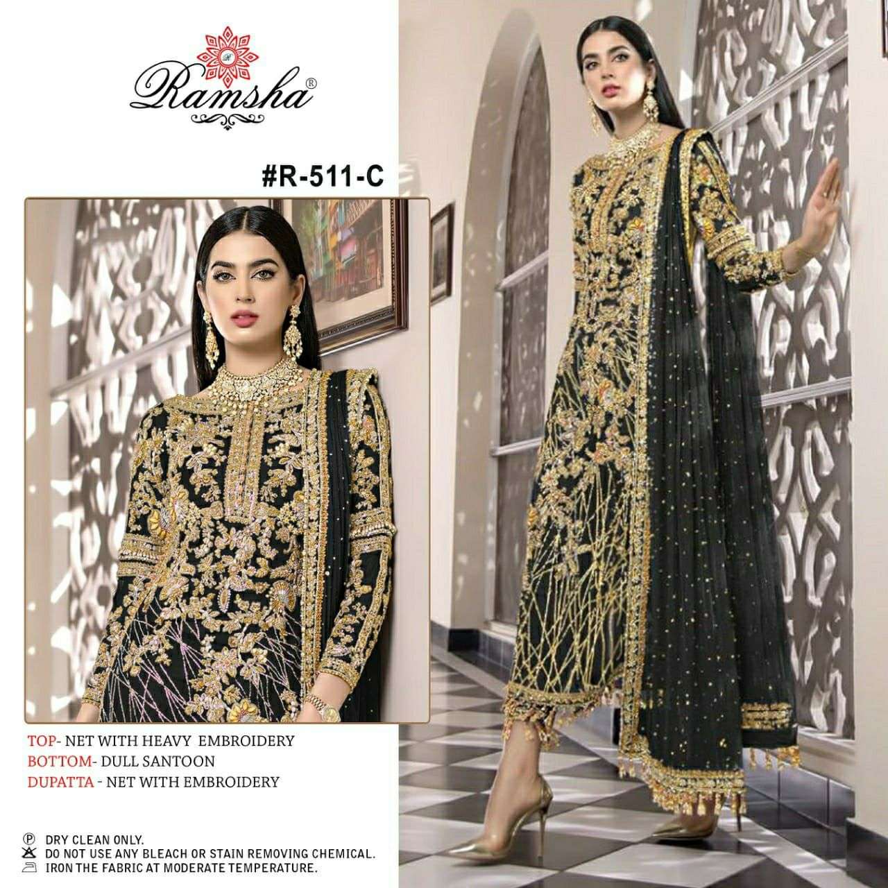 ramsha 511 nx net embroidery pakistani dresses supplier 