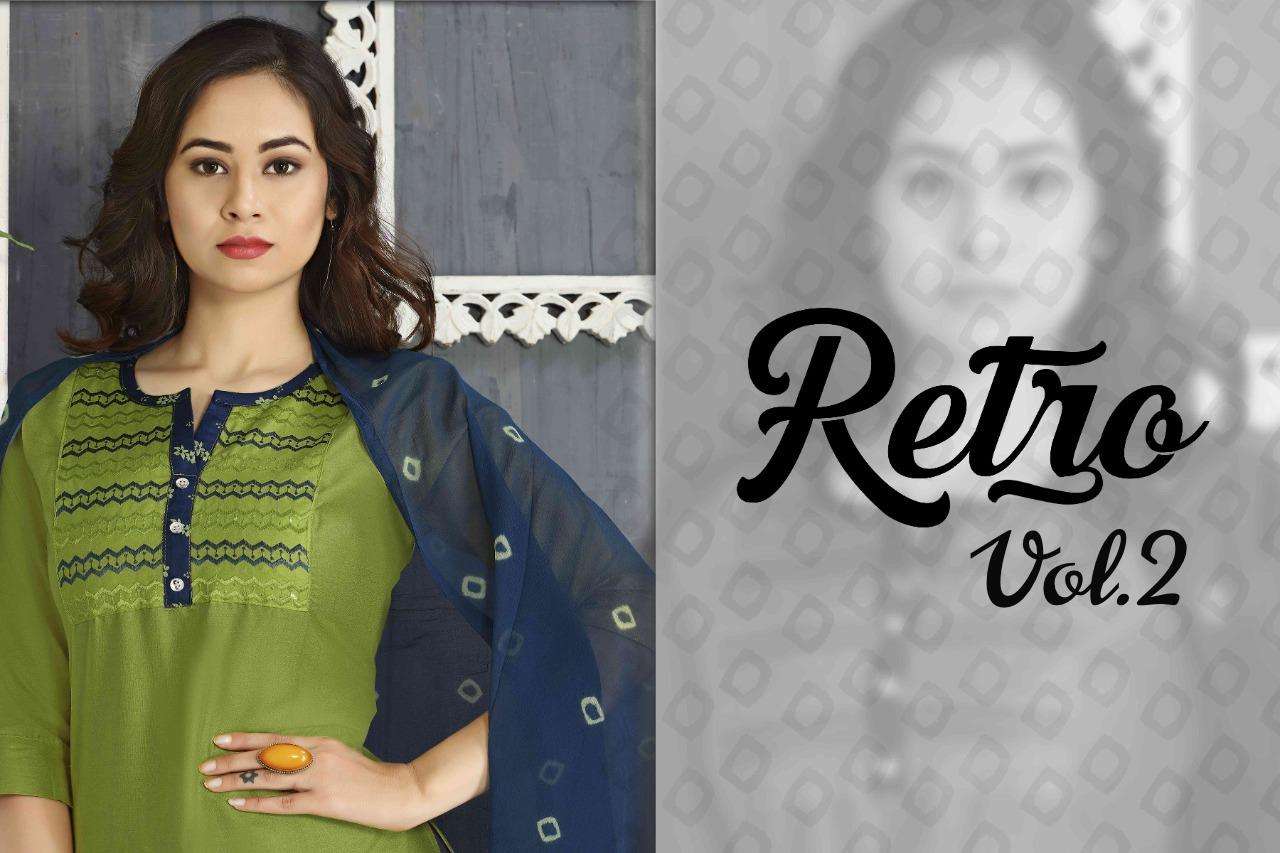 RIYAA RETRO VOL.2 HEAVY RAYON READYMADE SUIT CATALOG WHOLESALER BEST RATE