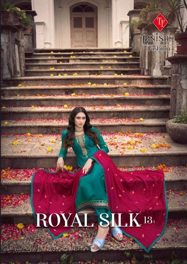 royal silk vol 13 by tanishk french crape designer salwar kameez