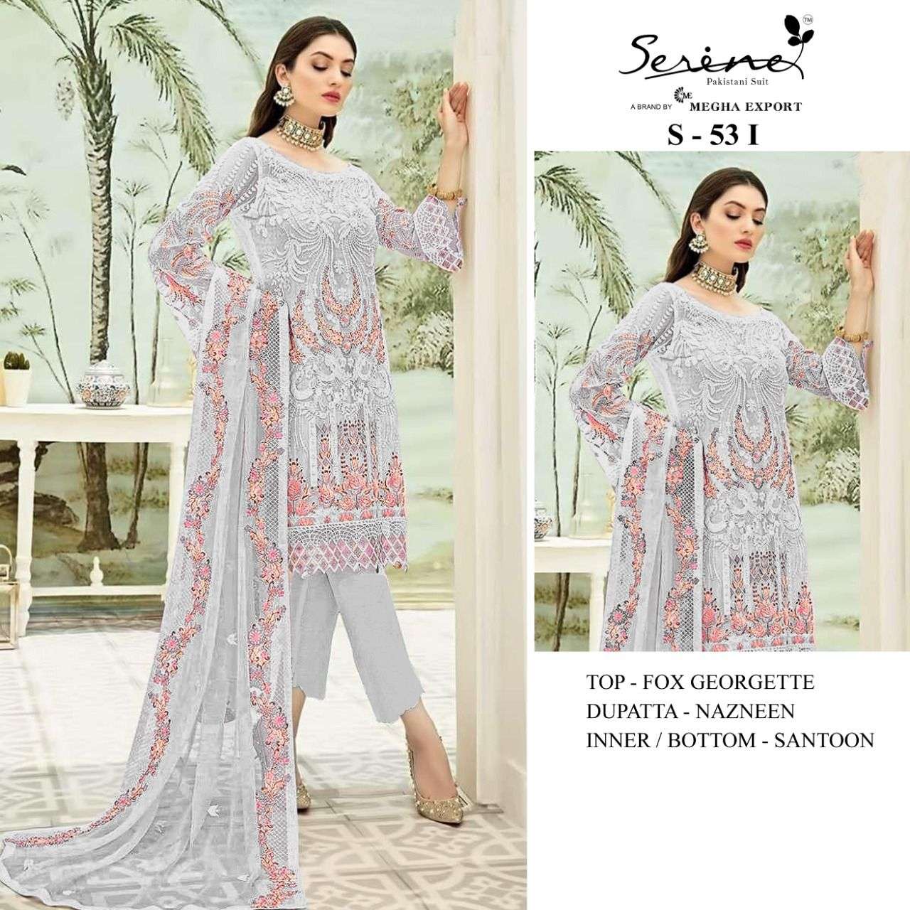 serene s 53 by megha exports georgette pakistani fancy suits