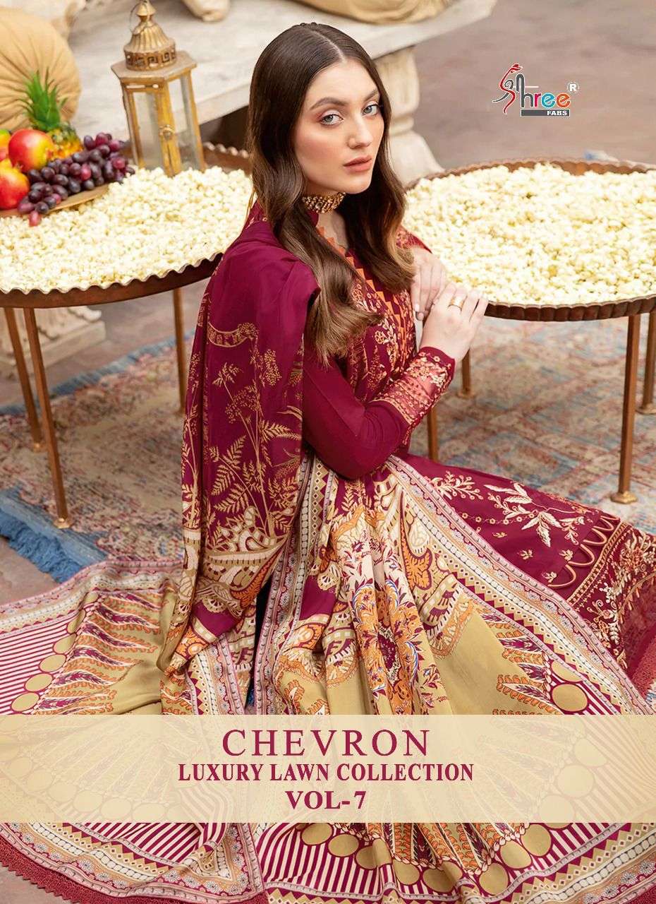 shree fabs chevron luxury lawn vol 7 pakistani designer dresses