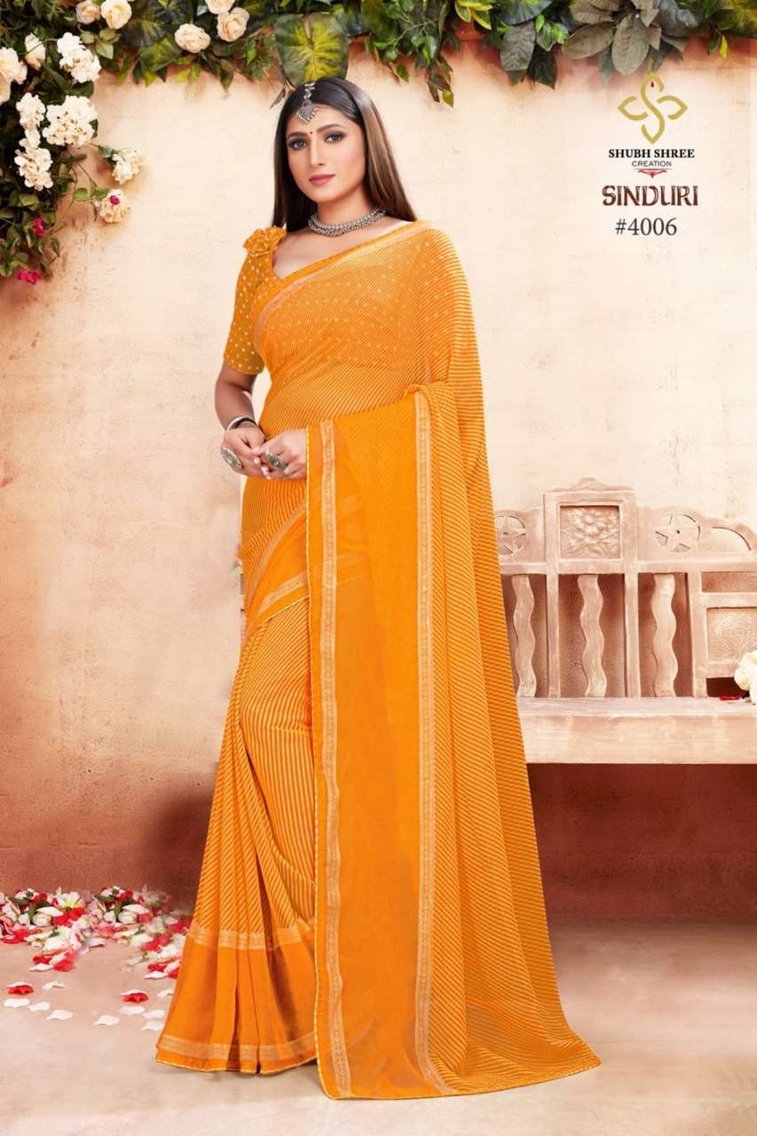 shubh shree creation sinduri chiffon sarees wholesaler 