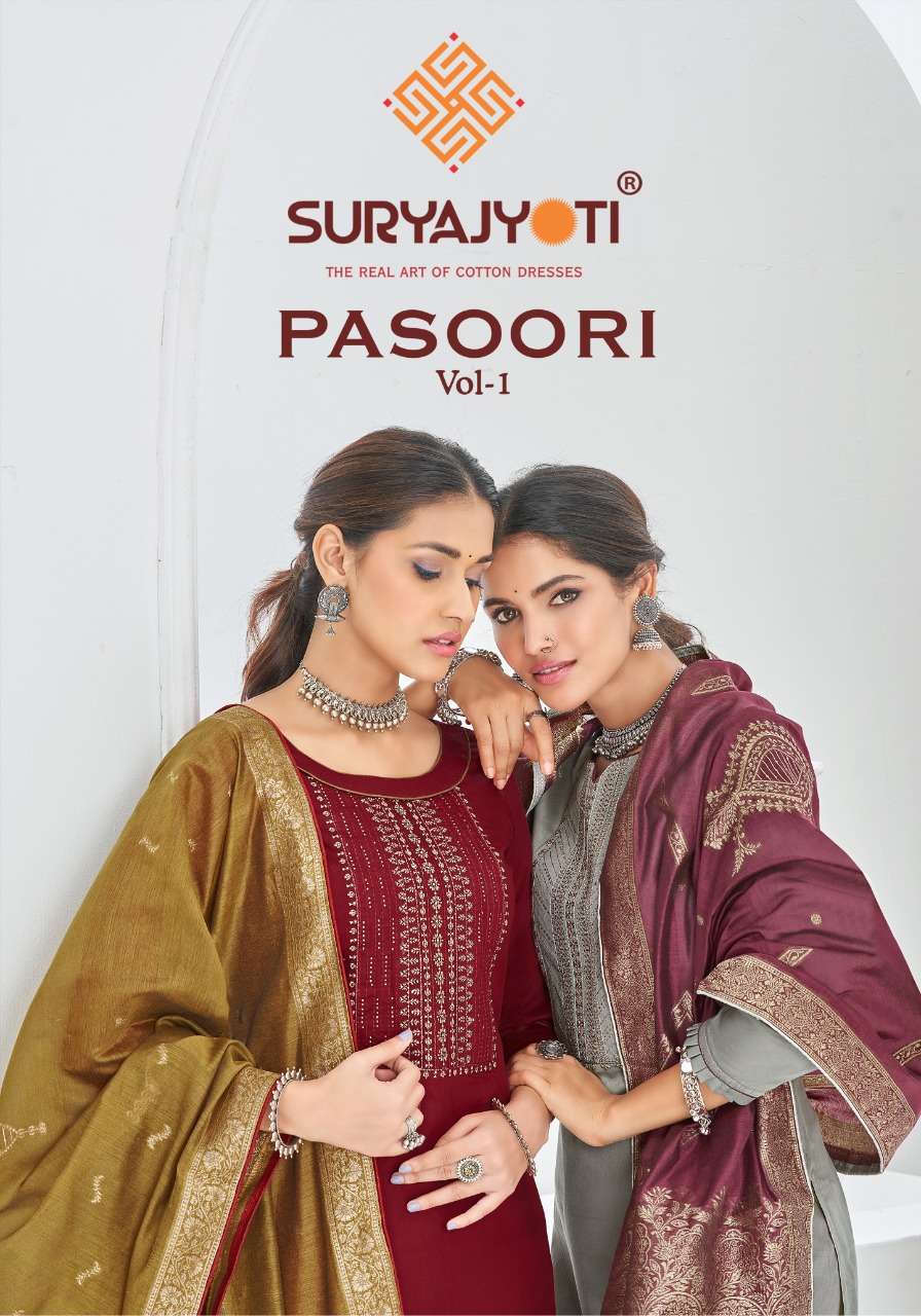 suryajyoti pasoori vol 1 jaam satin ladies suits 