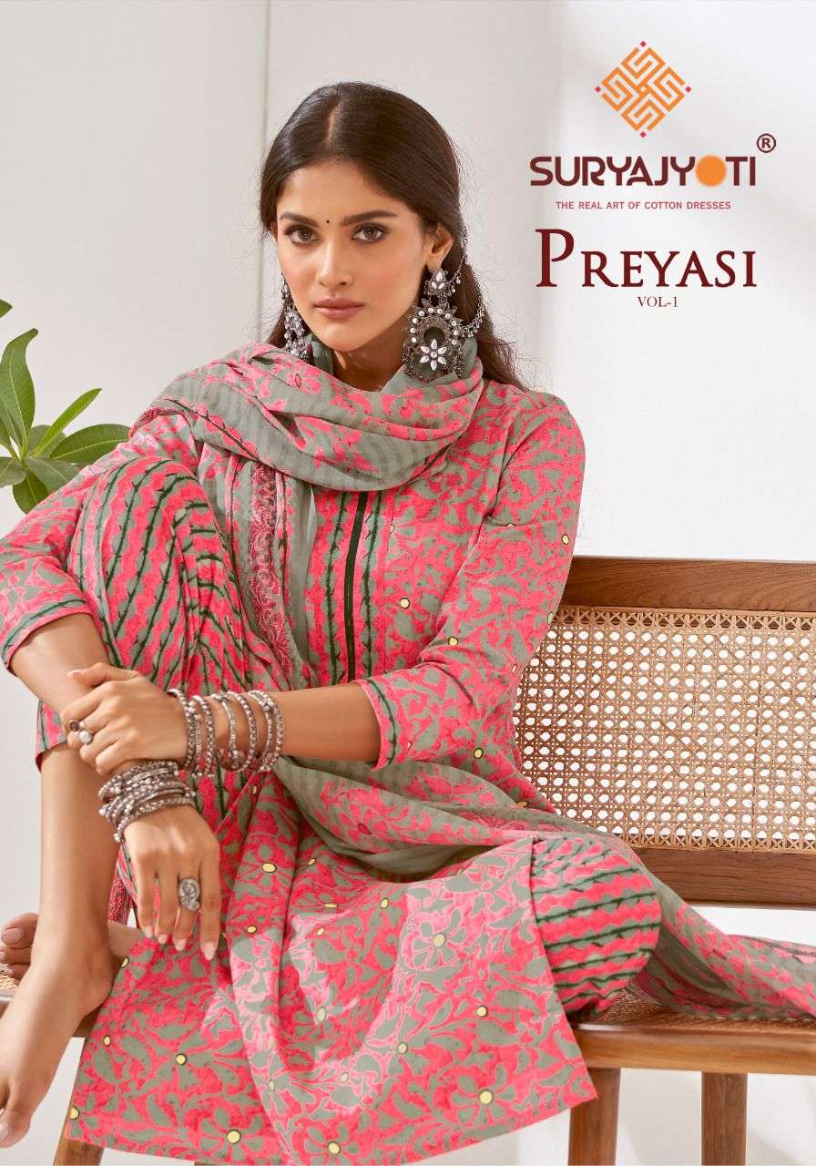 suryajyoti preyasi vol 1 cotton casual wear readymade dresses