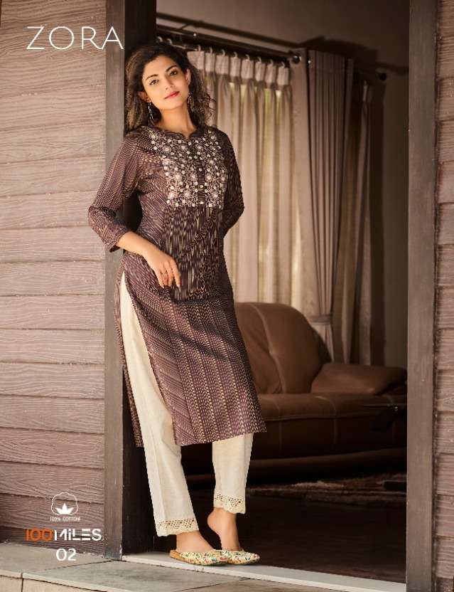 zora by 100 miles dyed embroidery fancy kurti