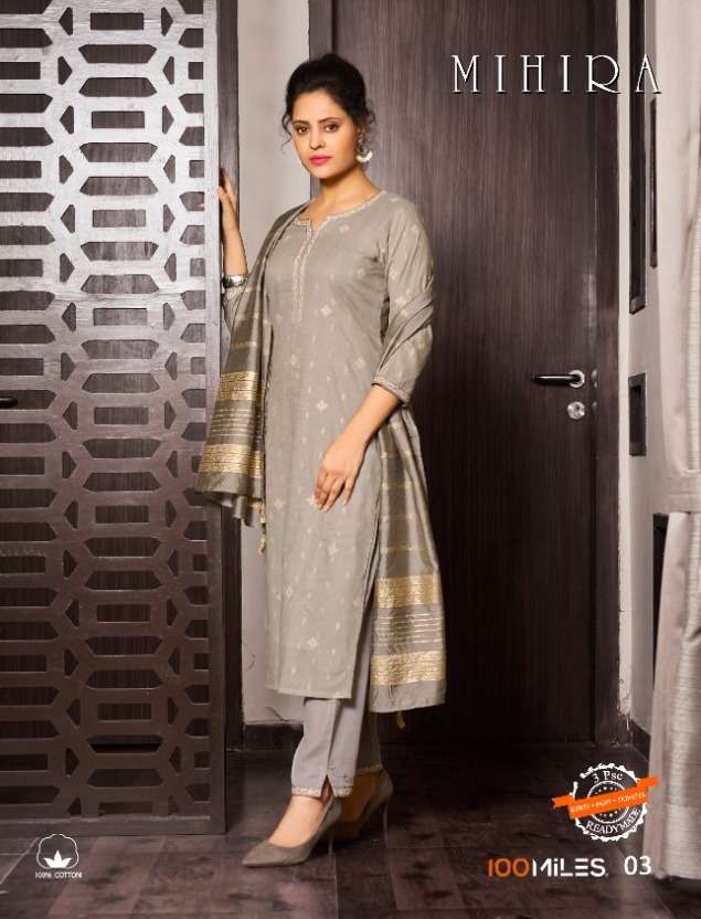 100 miles mihira cotton jacquard full stitch salwar kameez