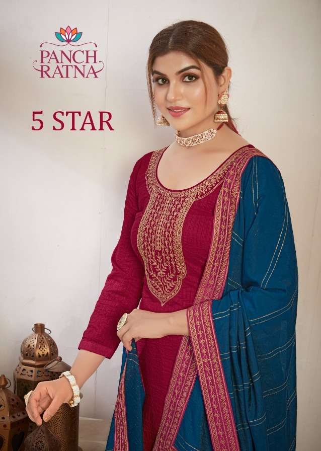 5 star by panch ratna silk with work fancy dress materials