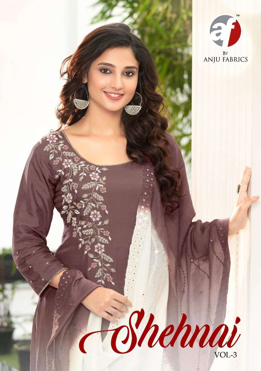 anju fab shehnai vol 3 viscose dola silk designer 3 piece readymade concept