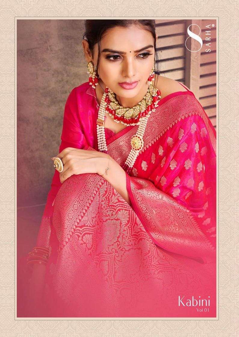 aura kabini vol 1 by sarha banarasi satin silk traditional saree