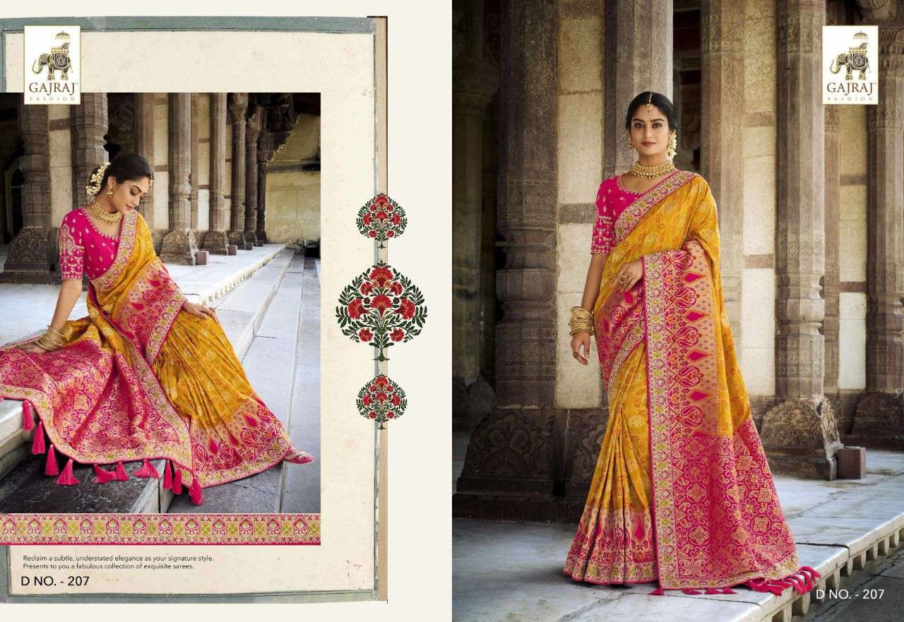 gajraj fashion 207-218 series heavy rich look party wear sarees 