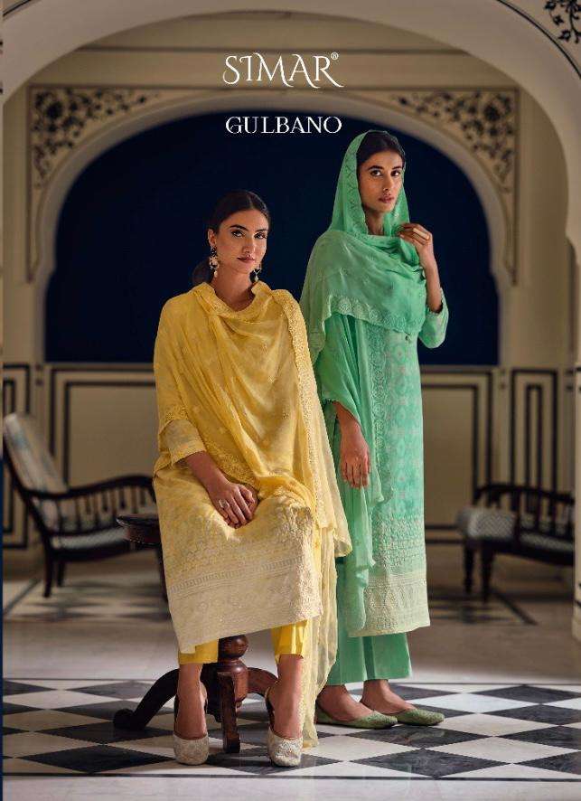 glossy gulbano by simar viscose muslin elegant fancy dresses at kc