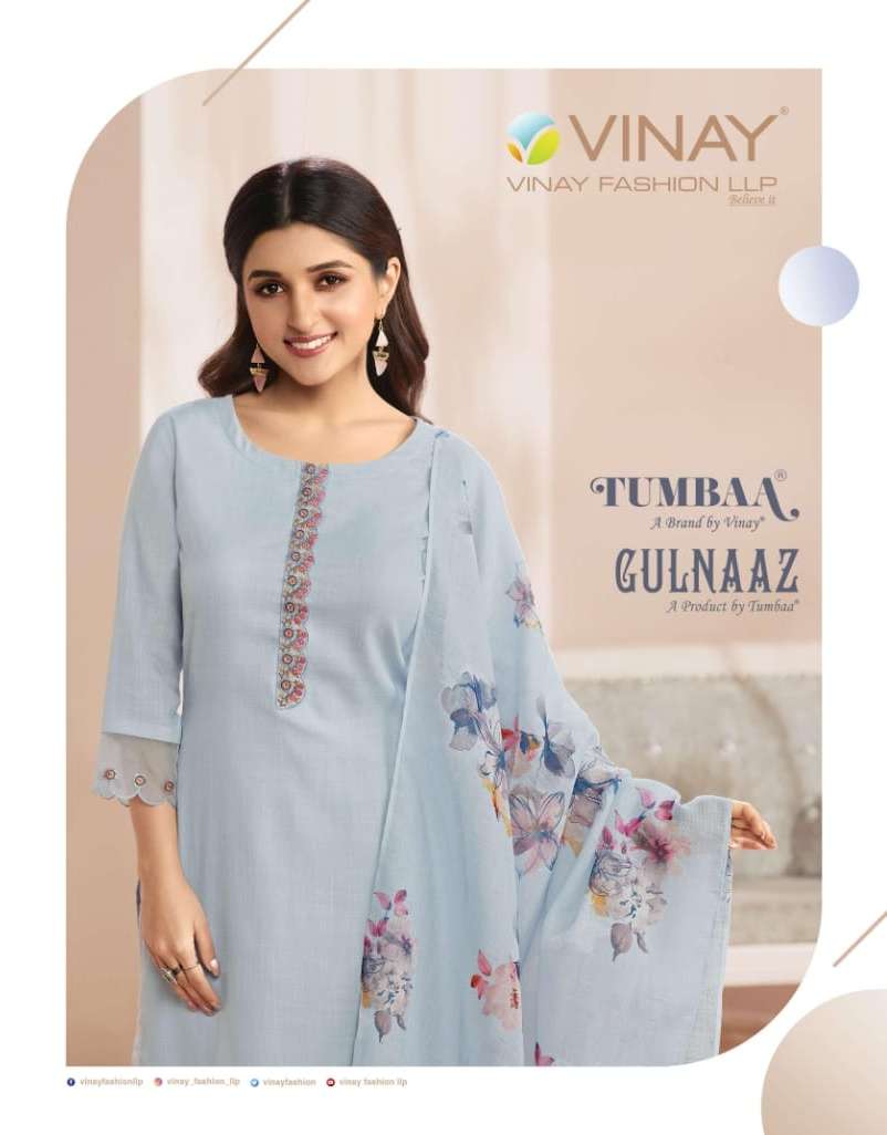 gulnaaz by vinay tumbaa linen work readymade kurti with pant & dupatta