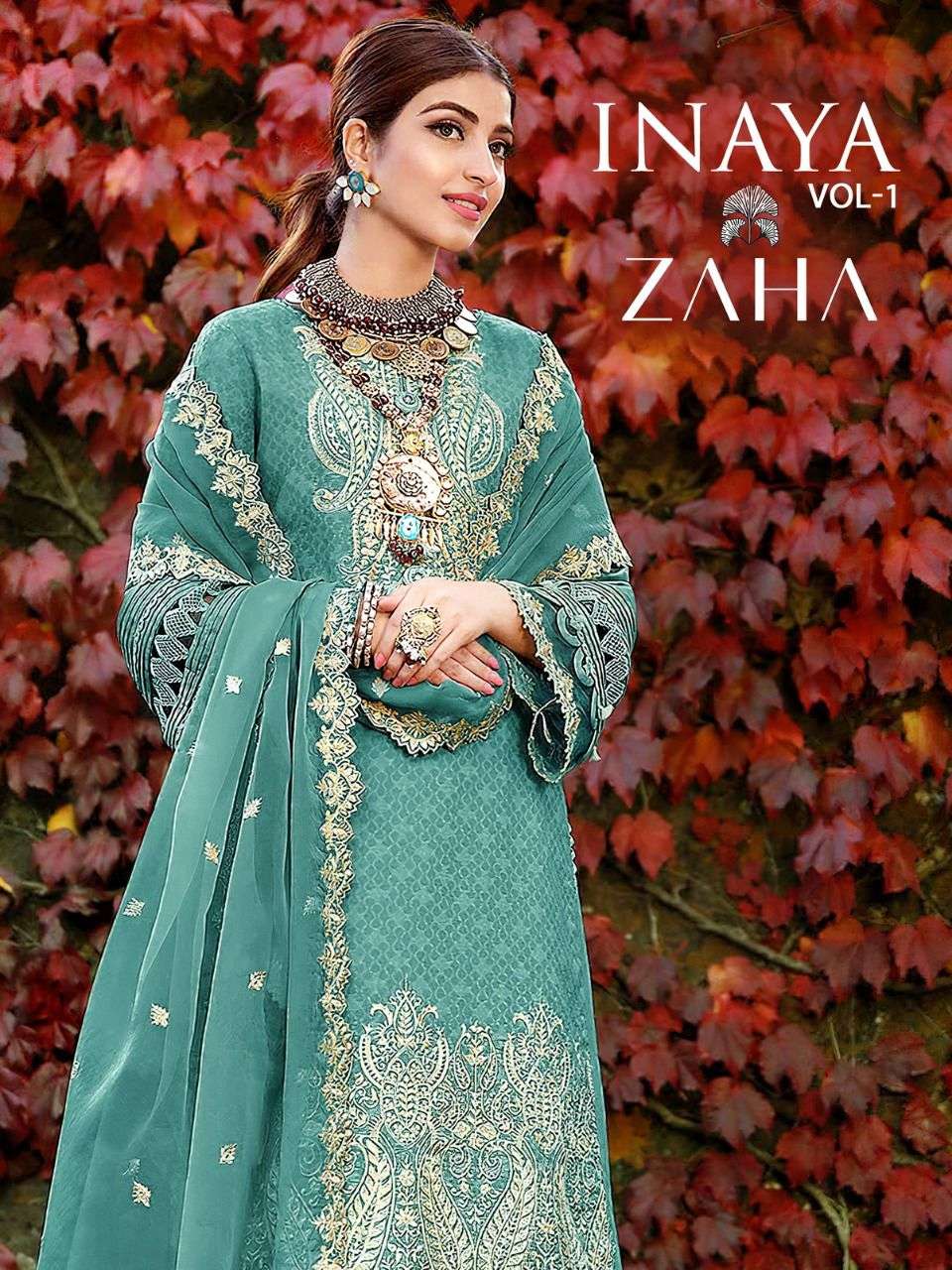 inaya vol 1 by zaha georgette work pakistani dresses