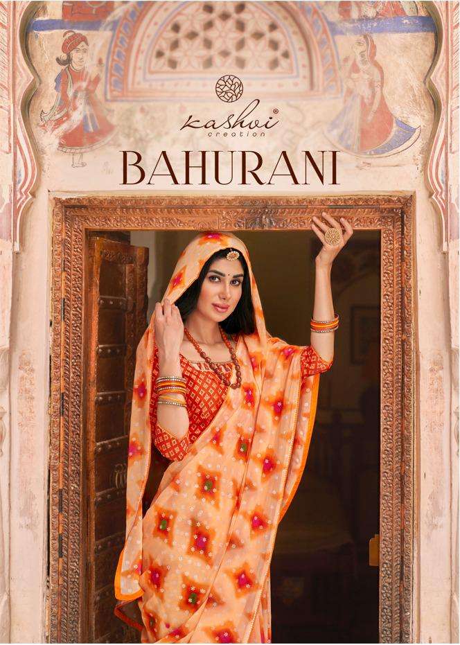 kashvi bahurani georgette print sarees wholesaler 