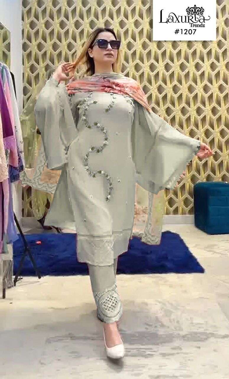 laxuria trendz 1207 georgette readymade pakistani 3 piece collection