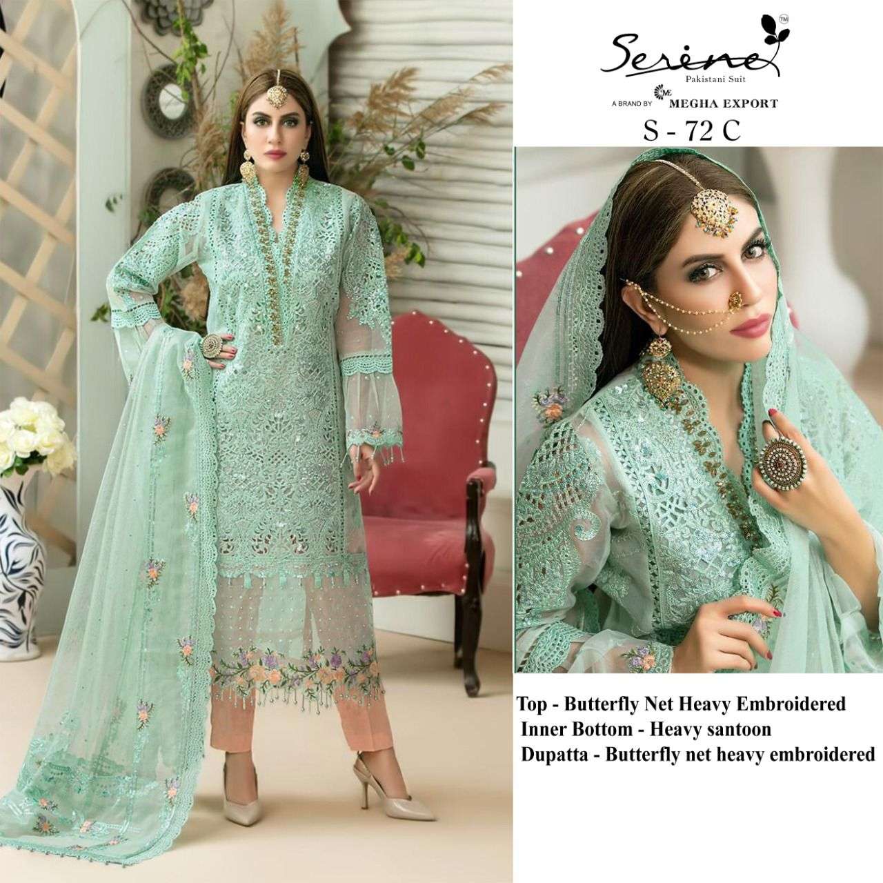 megha exports s 72 series net embroidery pakistani dresses