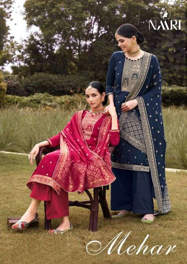 mehar by naari muslin jacquard fancy salwar kameez