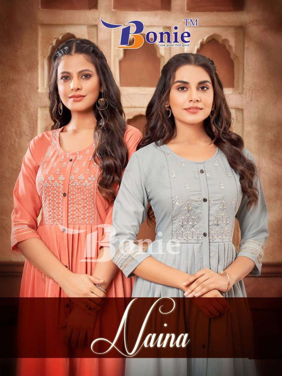 NAINA HEAVY SILK BASED FABRICS HEAVY THREAD and a touch up of LACE WORK KURTI CATALOG WHOLESALER BEST RATE