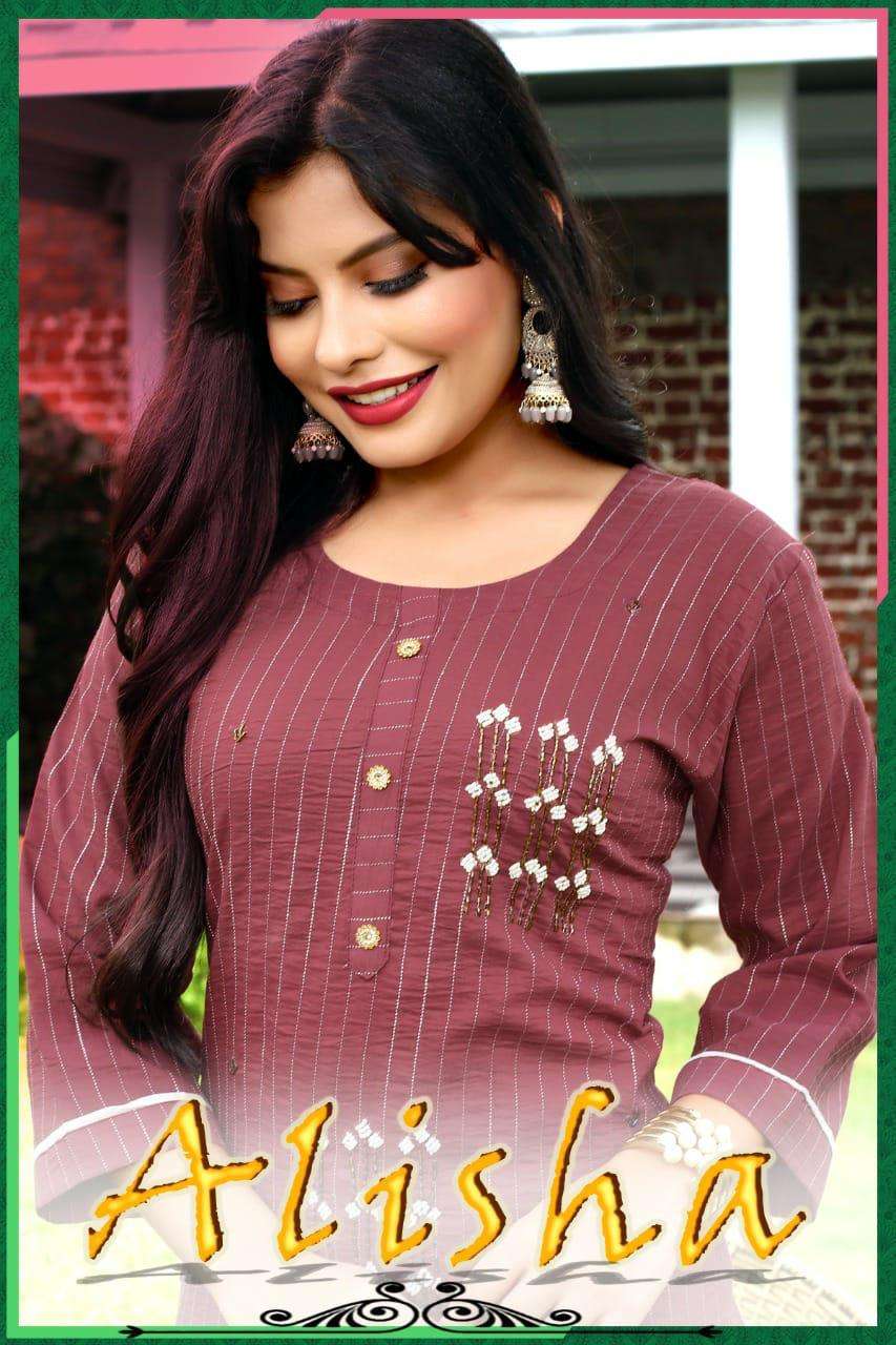 NEW RIYAA ALISHA RAYON LINING  KHATLA WORK ( HAND WORK ) KURTI CATALOG WHOLESALER BEST RATE