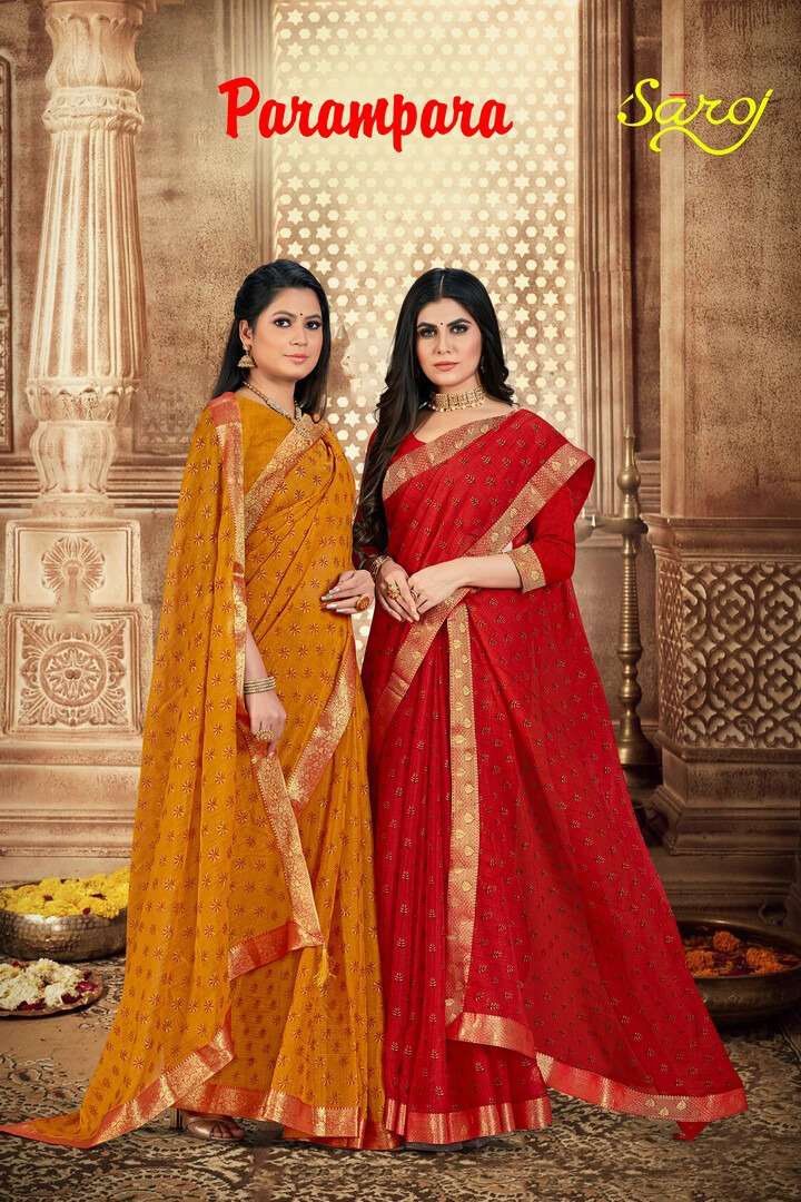 parampara by saroj shahi chiffon casual wear sarees