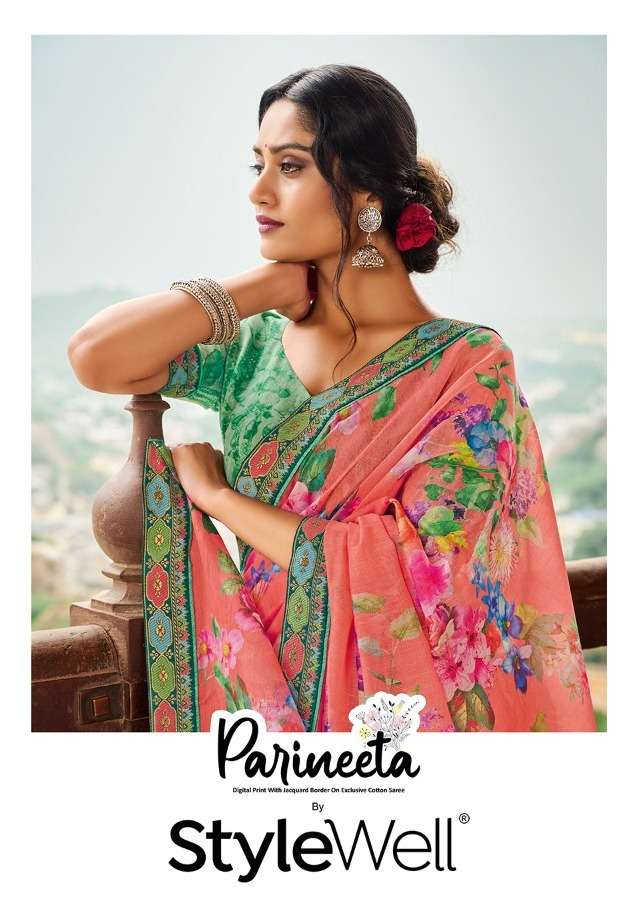 parineeta by stylewell cotton fancy designer sarees