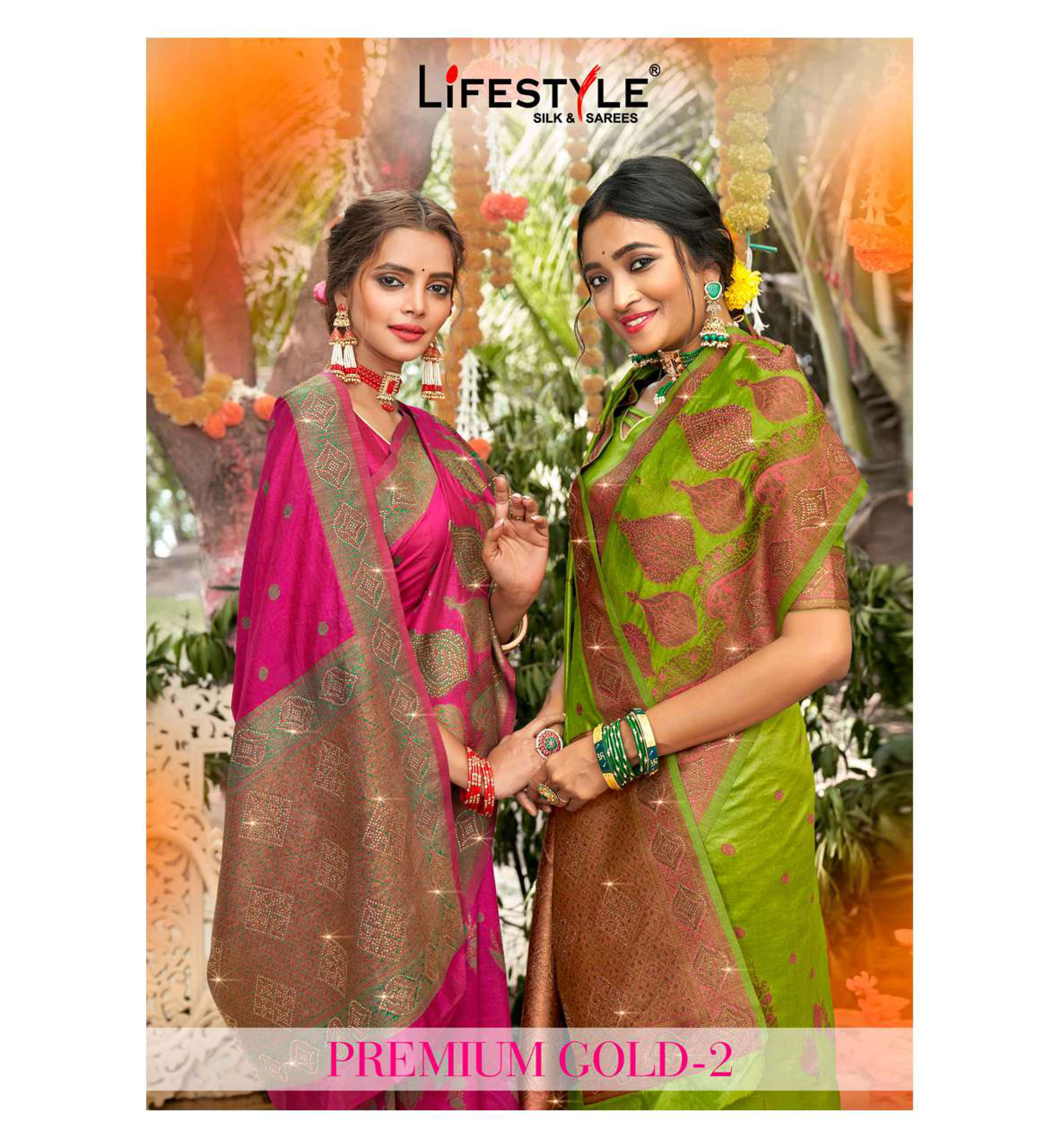 premium gold vol 2 by lifestyle nylone designer party wear saree