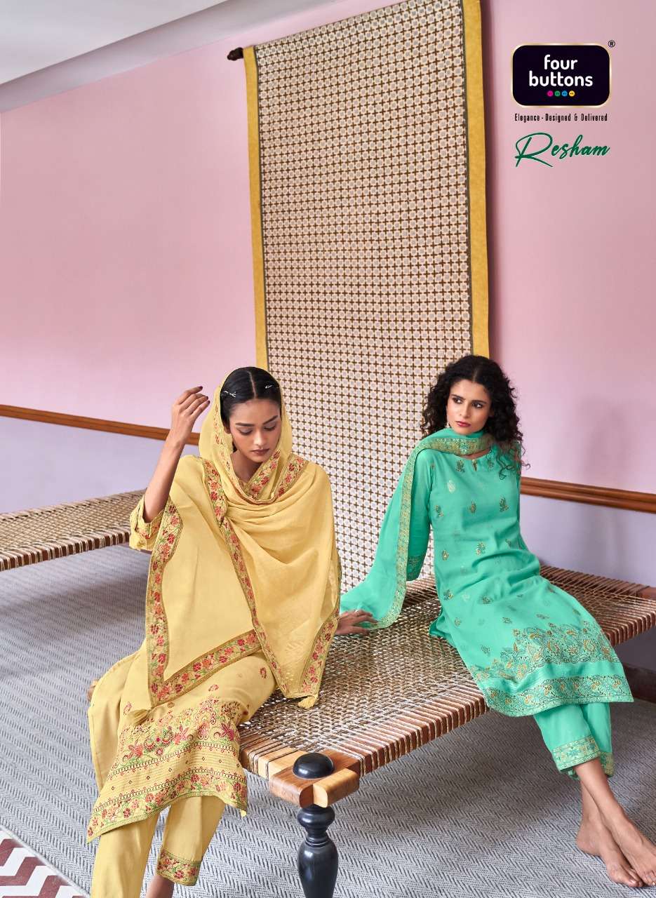 resham by four buttons cotton readymade fancy salwar kameez