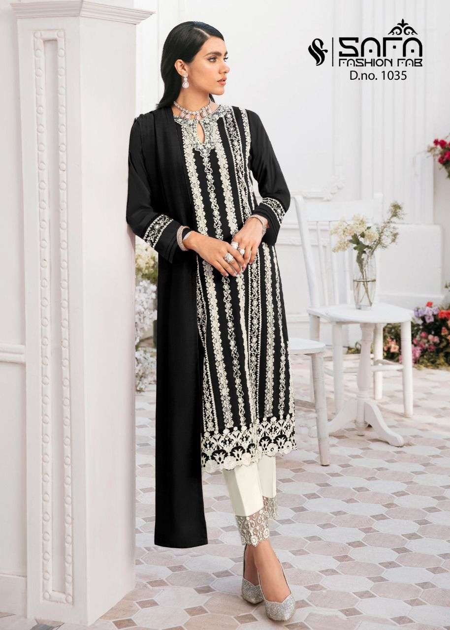 safa 1035 exclusive embroidery readymade pakistani 3 piece collection