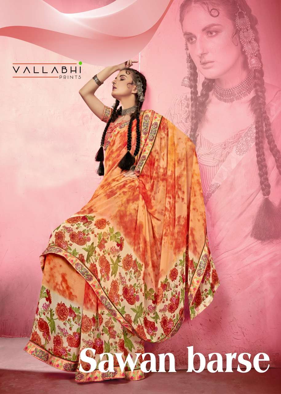 sawan barse by vallabhi georgette printed sarees