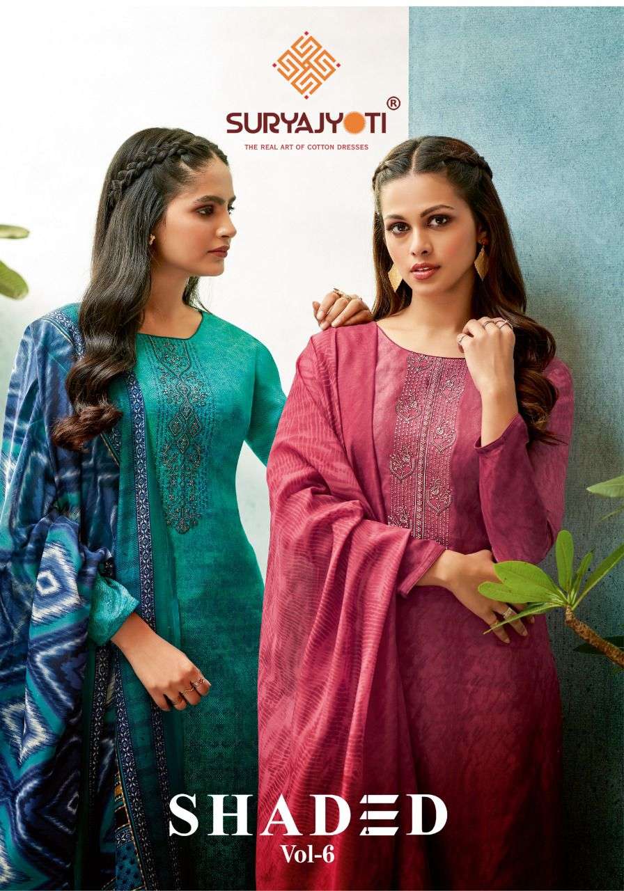 shaded vol 6 by suryajyoti satin cotton prints salwar kameez catalog 