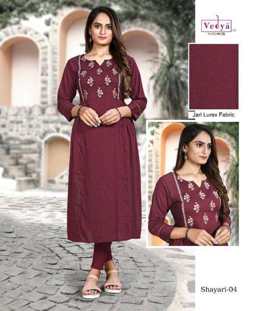 shayari by vedya silk embroidery casual wear kurtis