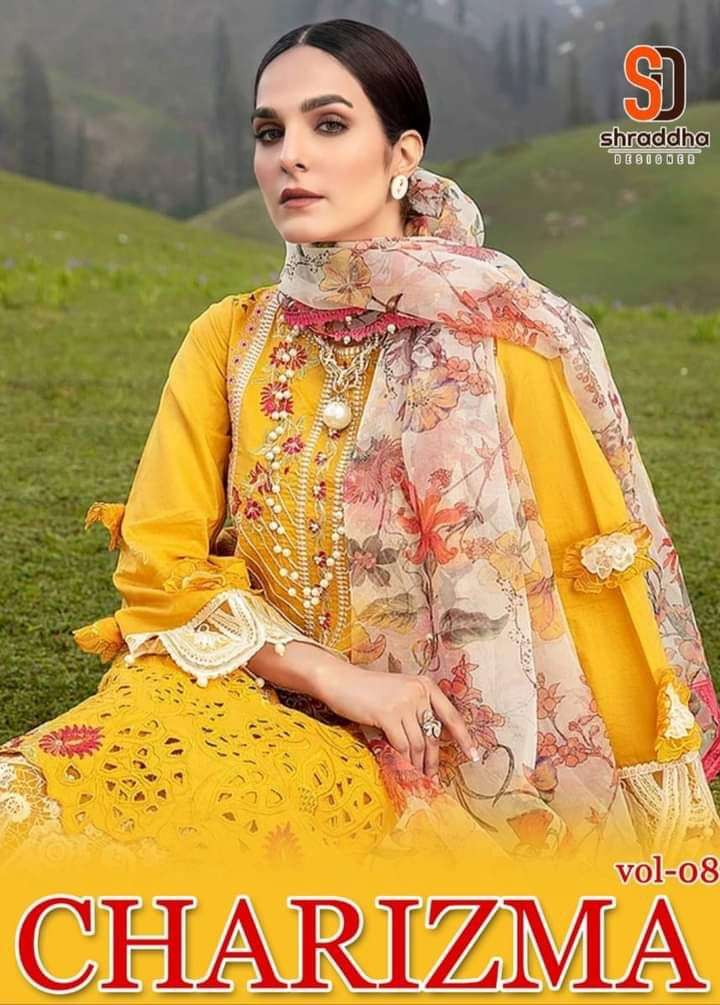 shraddha charizma vol 8 cambric cotton pakistani salwar kameez