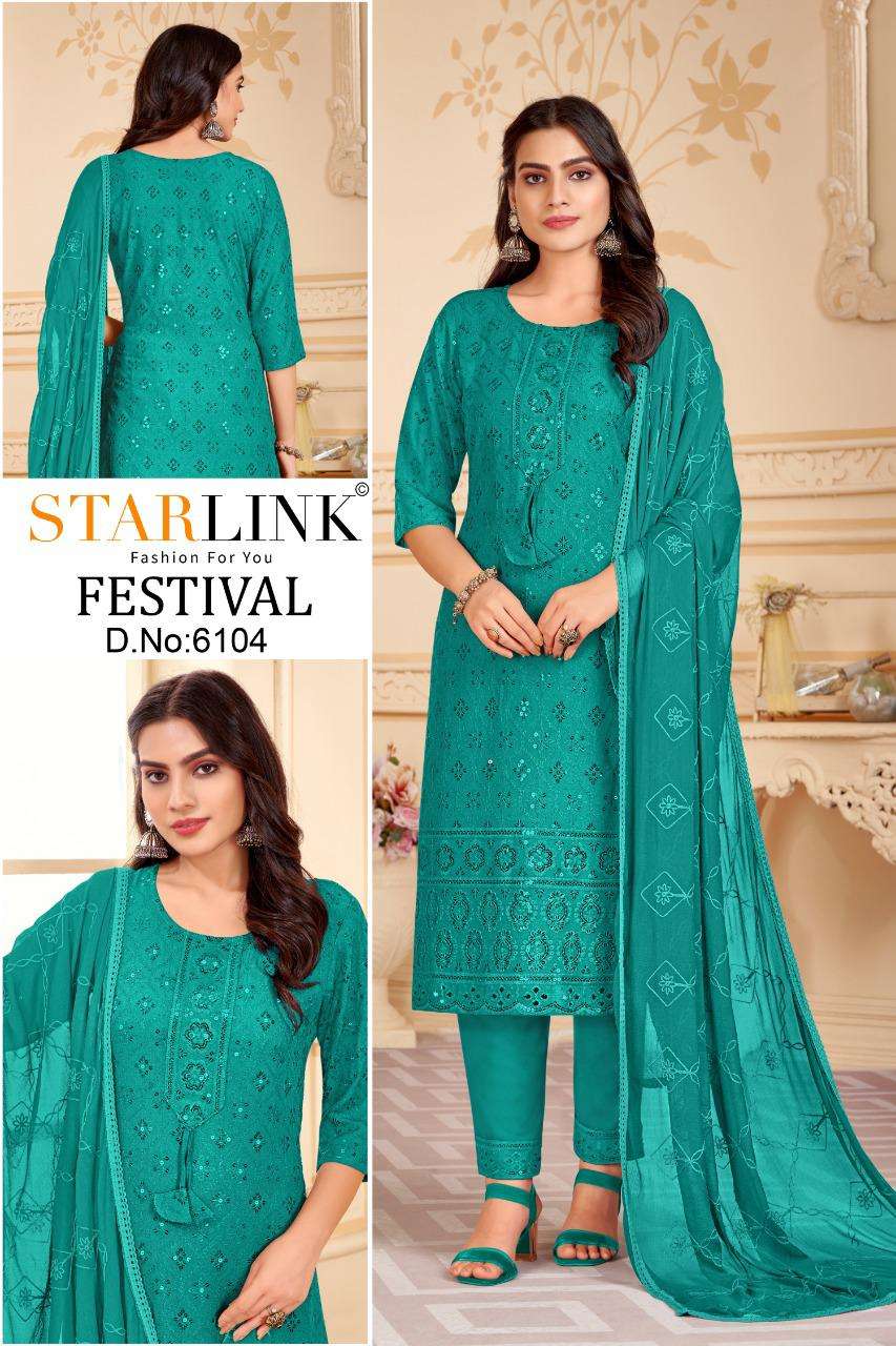 starlink festival 3psc readymade top with pant and dupatta set 