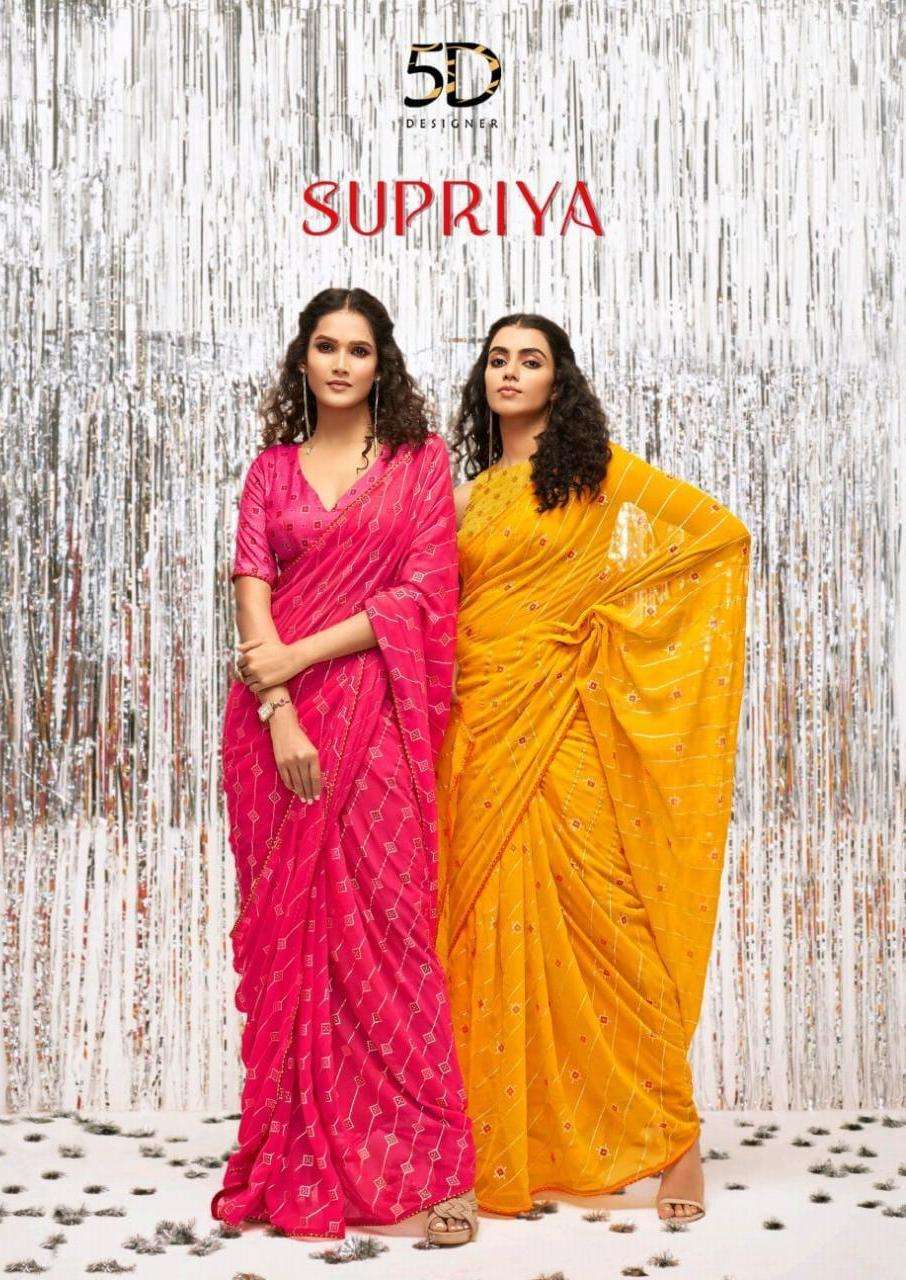 supriya by 5d designer georgette foil printed fancy sarees