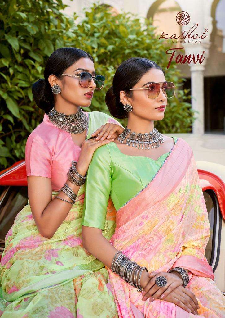 tanvi by kashvi creation moss with jacquard border designer sarees