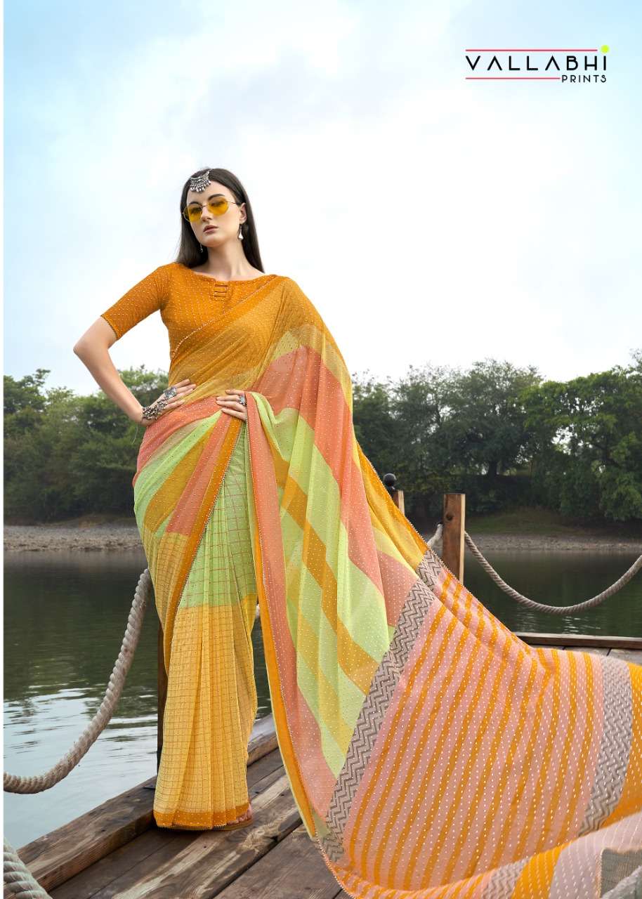 vallabhi prints saadgi georgette print foil work sarees 