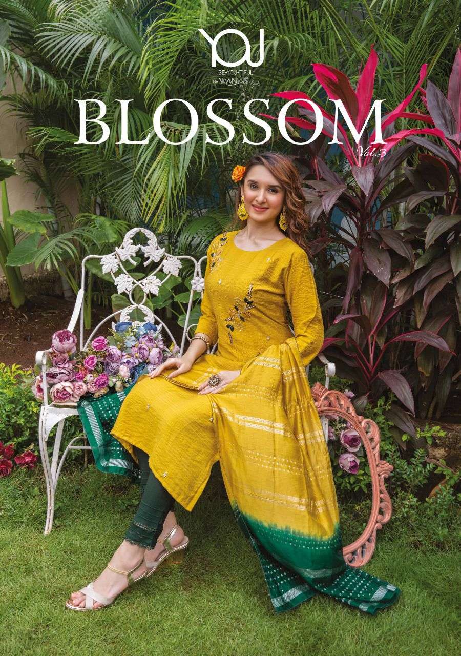 wanna blossom vol 3 fancy handwork kurti pent with dupatta 