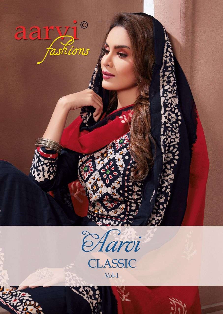 aarvi fashion classic vol 1 hand wax batik cotton printed unstitched dresses 