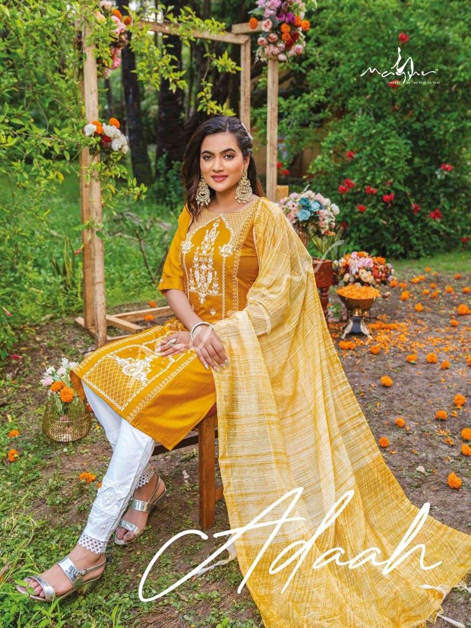 adaah by mayur readymade designer 3 piece collection