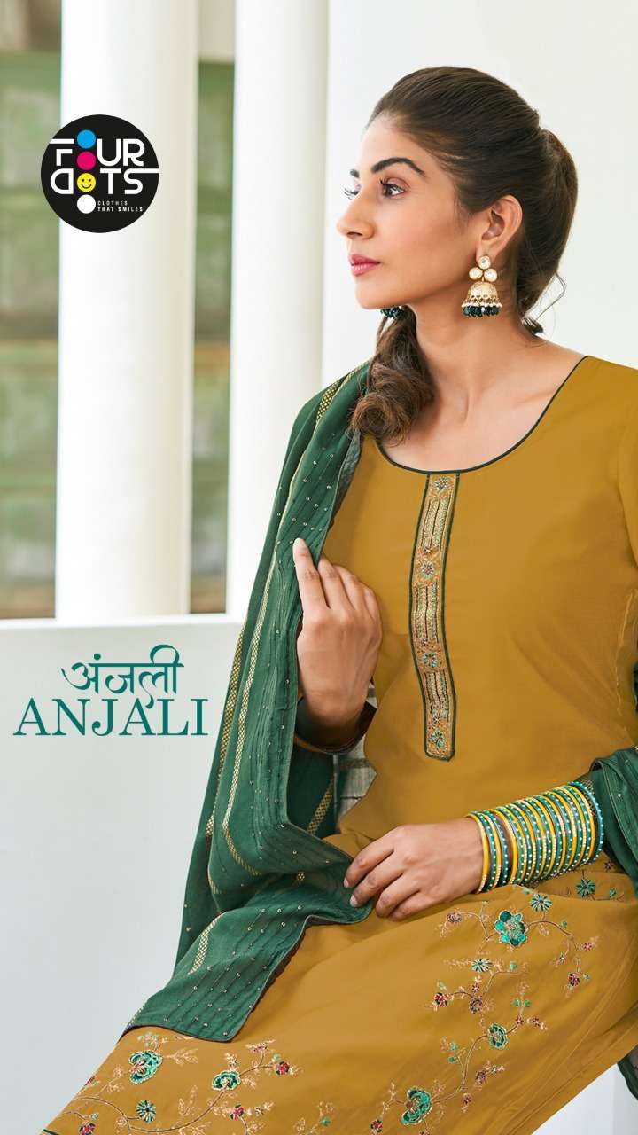 anjali by fourdots muslin work designer salwar kameez