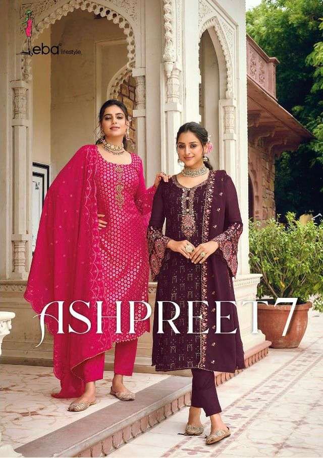 ashpreet vol 7 by eba lifestyle georgette embroidery fancy suits