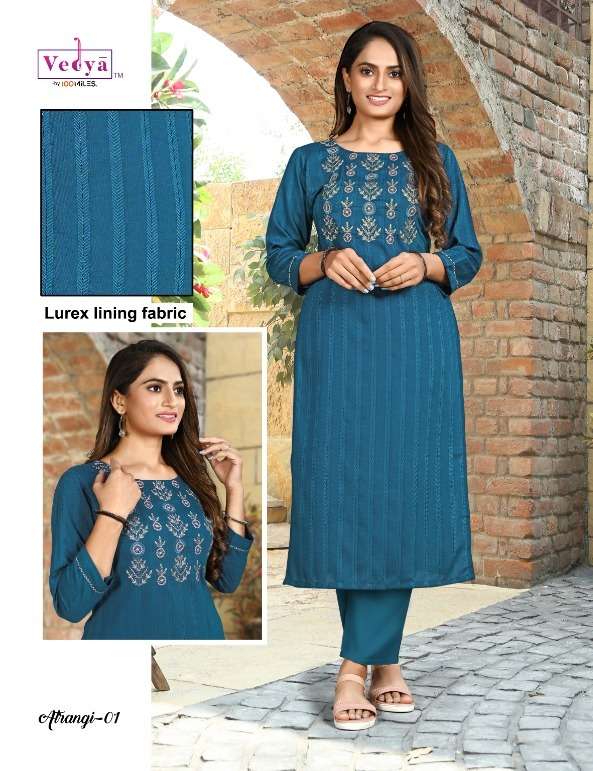 atrangi by vedya silk lurex daily wear kurtis