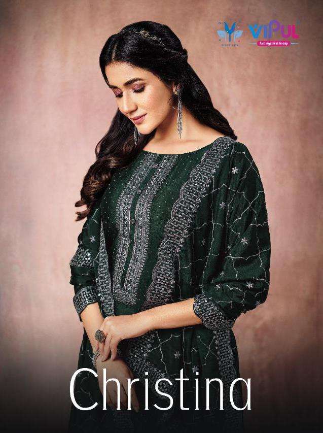 christina by vipul chinnon embroidery work party wear suit supplier