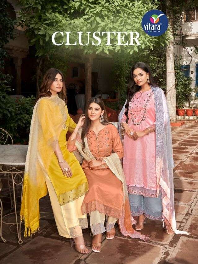 cluster by vitara silk embroidery readymade salwar kameez exporter 