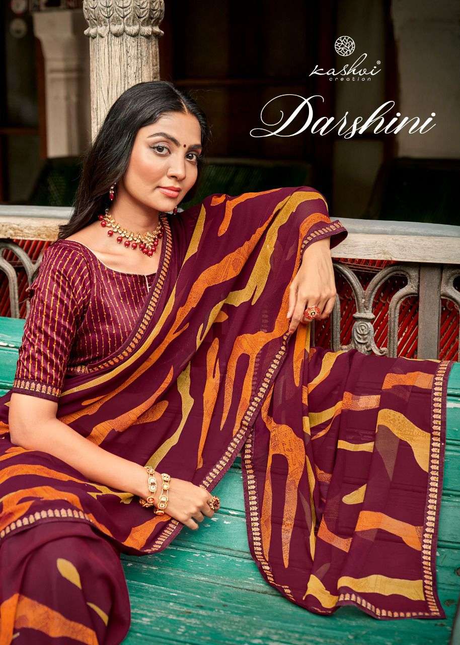 darshini by kashvi creation georgette printed fancy sarees