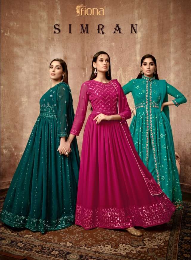 fiona simran 51181-51183 series readymade heavy dress with dupatta 