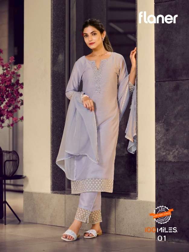 flaner by 100 miles designer readymade kurti with bottom & dupatta