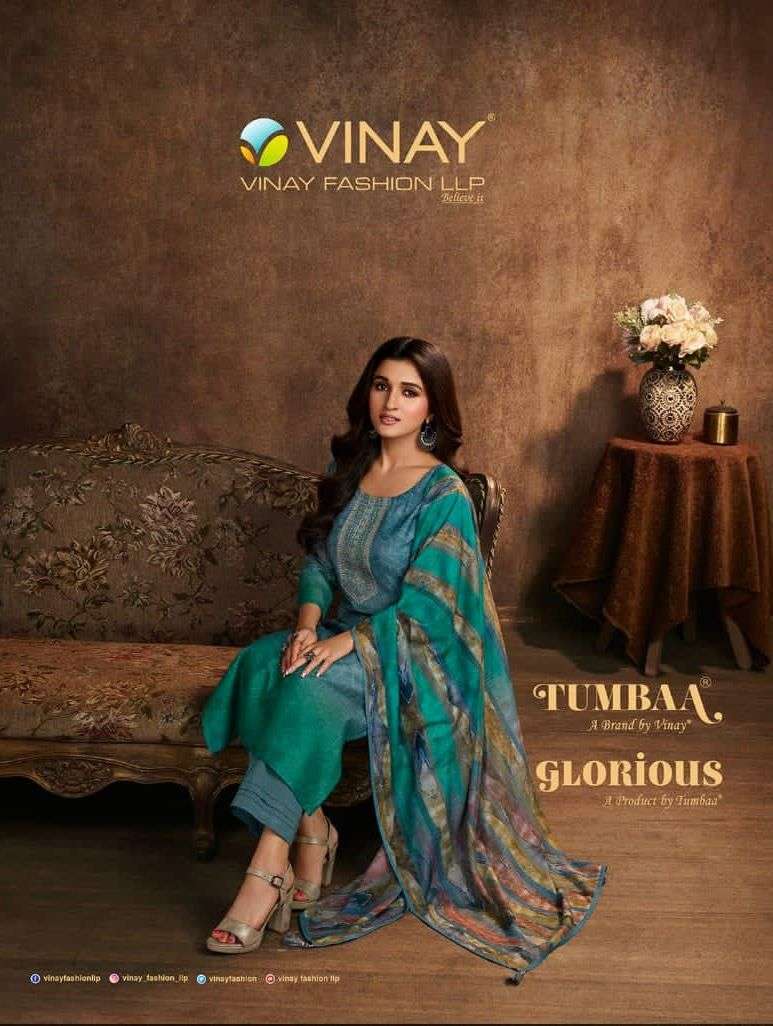 glorious tumbaa by vinay fashion machlin readymade kurti with pant & dupatta set