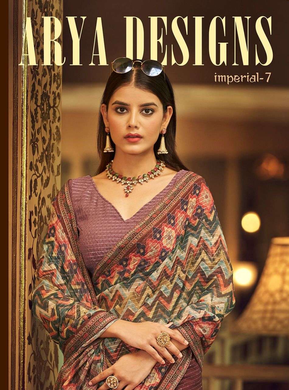 imperial vol 7 by arya georgette printed thread work beautiful sarees